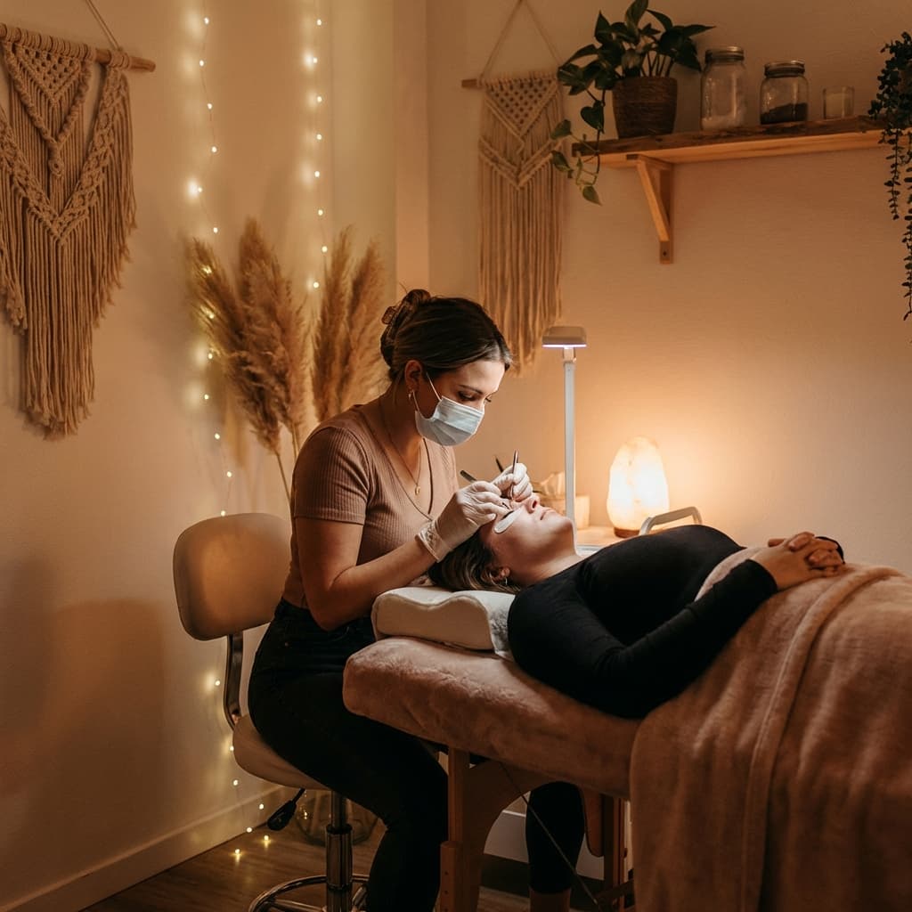 Lash Tech using Booka